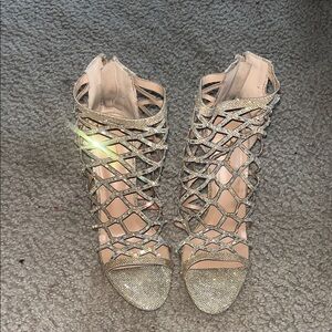 Elegant Gold Strappy Women's Heels